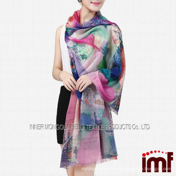 Geometry Flora Digital Print Beautiful Women Wool Shawl